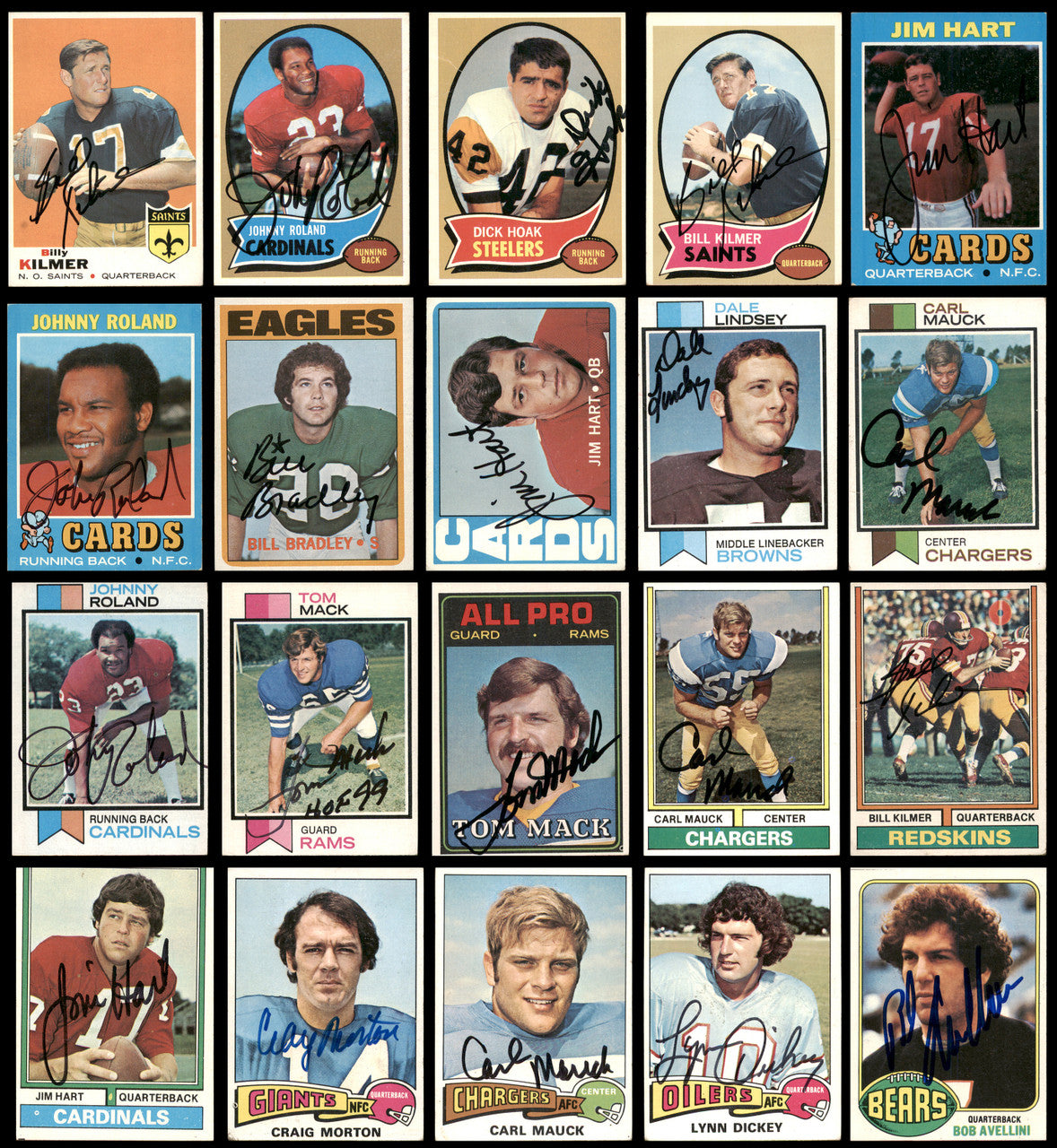 69 Count Lot of Autographed 1969-1980 Topps Football Cards (All Different) SKU #266471