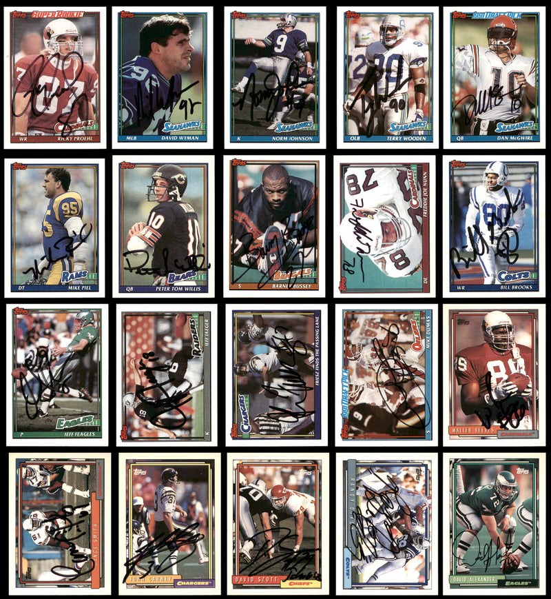 115 Count Lot of Autographed 1990-2001 Topps Football Cards (All Different) SKU #266473