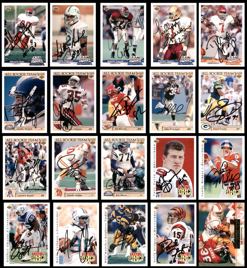 92 Count Lot of Autographed 1991-1993 Upper Deck Football Cards (All Different) SKU #266474