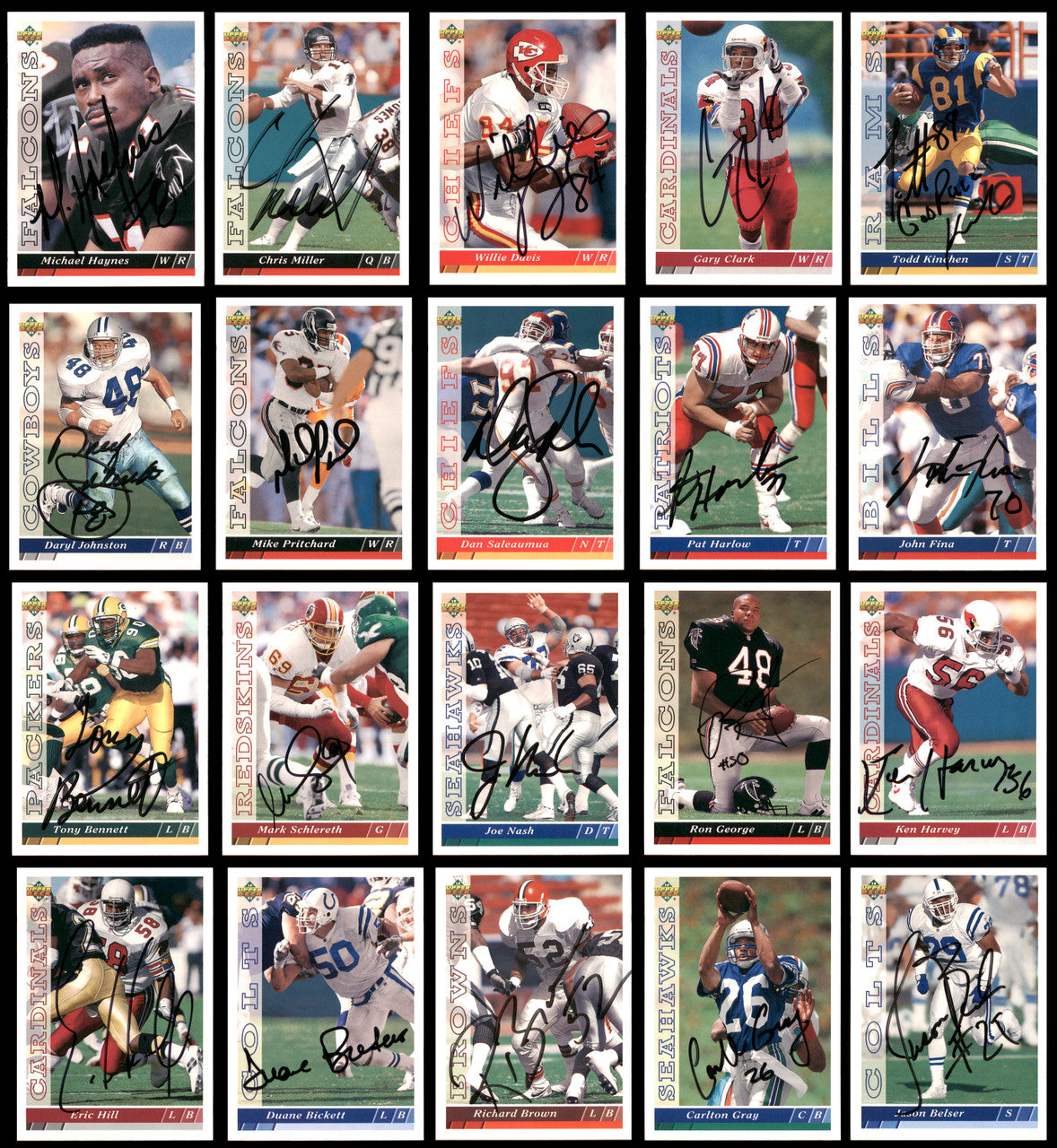 92 Count Lot of Autographed 1991-1993 Upper Deck Football Cards (All Different) SKU #266474
