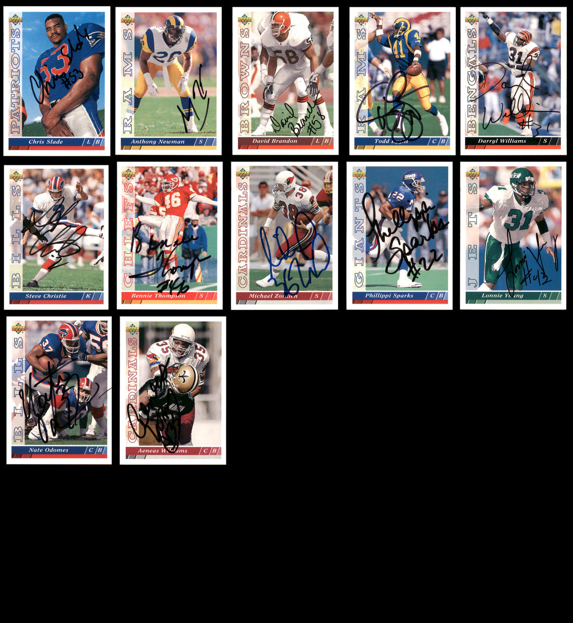 92 Count Lot of Autographed 1991-1993 Upper Deck Football Cards (All Different) SKU #266474