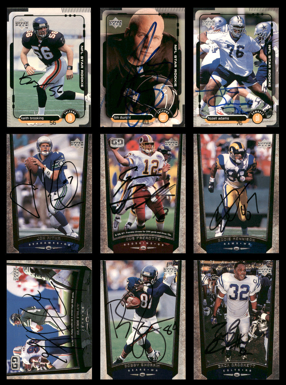 40 Count Lot of Autographed 1998-2000 Upper Deck Football Cards (All Different) SKU #266478