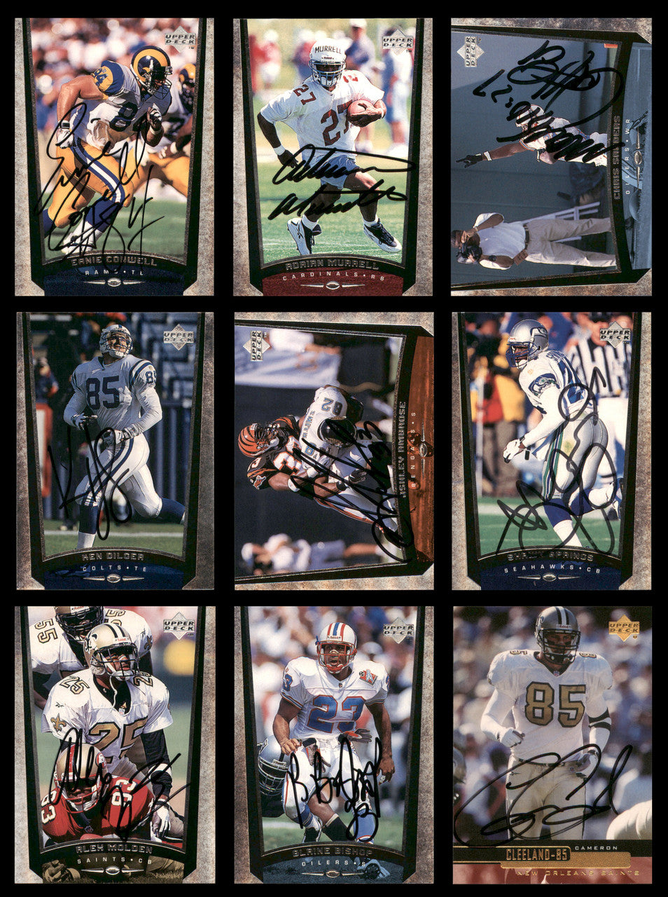 40 Count Lot of Autographed 1998-2000 Upper Deck Football Cards (All Different) SKU #266478