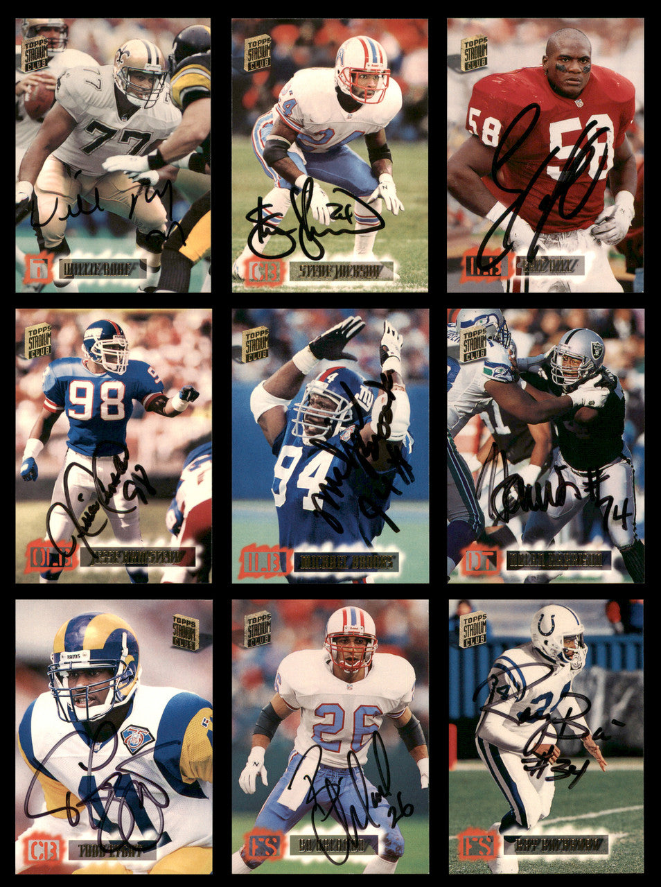 68 Count Lot of Autographed 1993-1994 Stadium Club Football Cards (All Different) SKU #266481