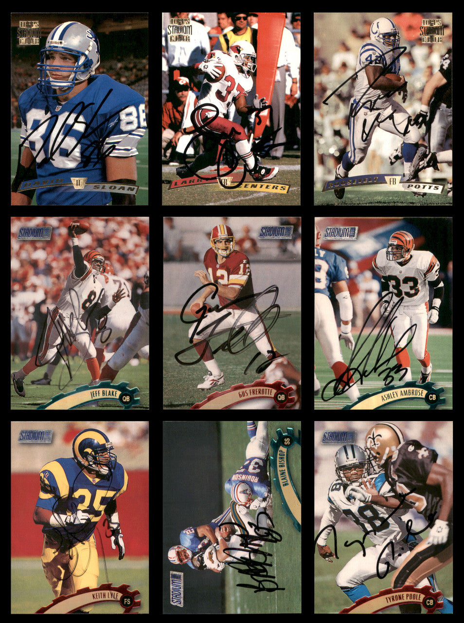 66 Count Lot of Autographed 1996-2002 Stadium Club Football Cards (All Different) SKU #266483