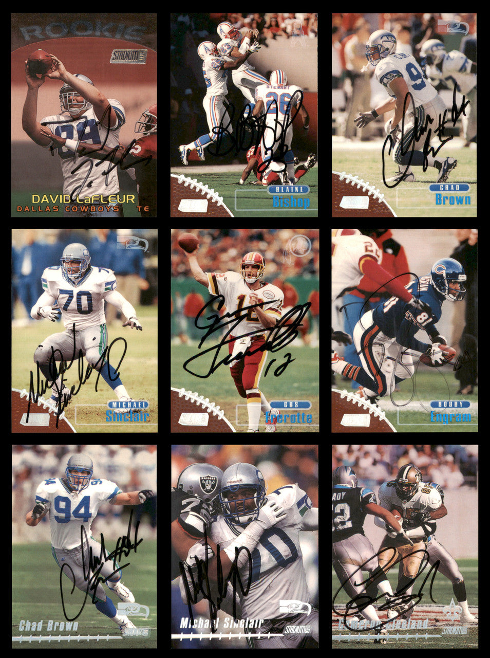 66 Count Lot of Autographed 1996-2002 Stadium Club Football Cards (All Different) SKU #266483