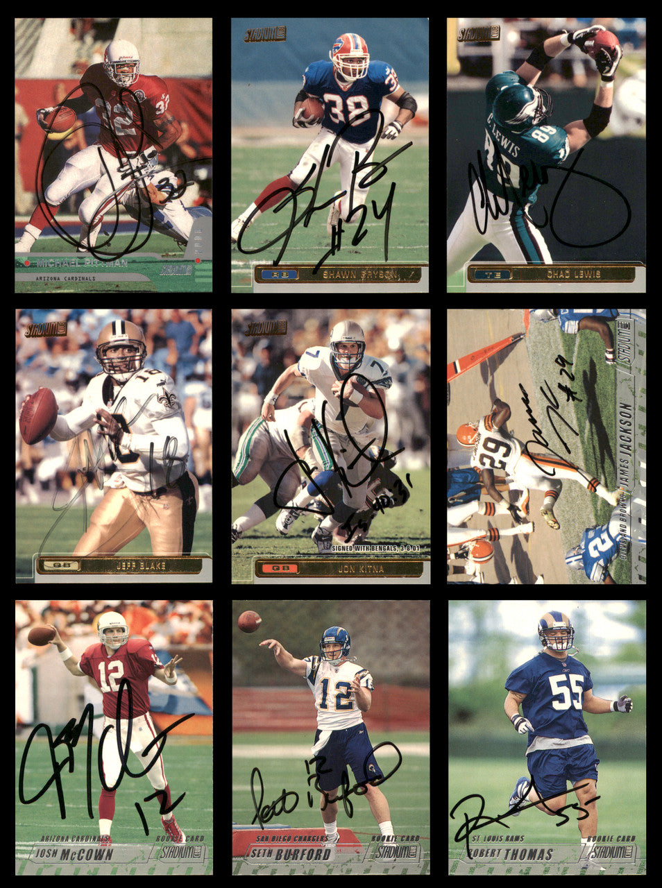 66 Count Lot of Autographed 1996-2002 Stadium Club Football Cards (All Different) SKU #266483