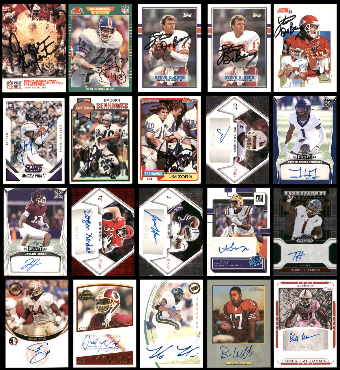 100 Count Lot of Autographed Assorted Football Cards SKU #266497