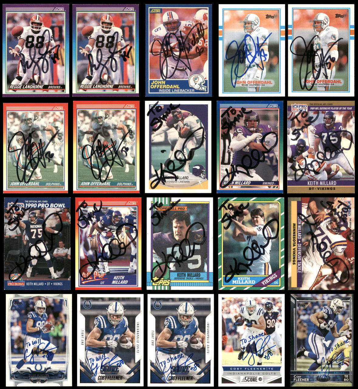 100 Count Lot of Autographed Assorted Football Cards SKU #266497