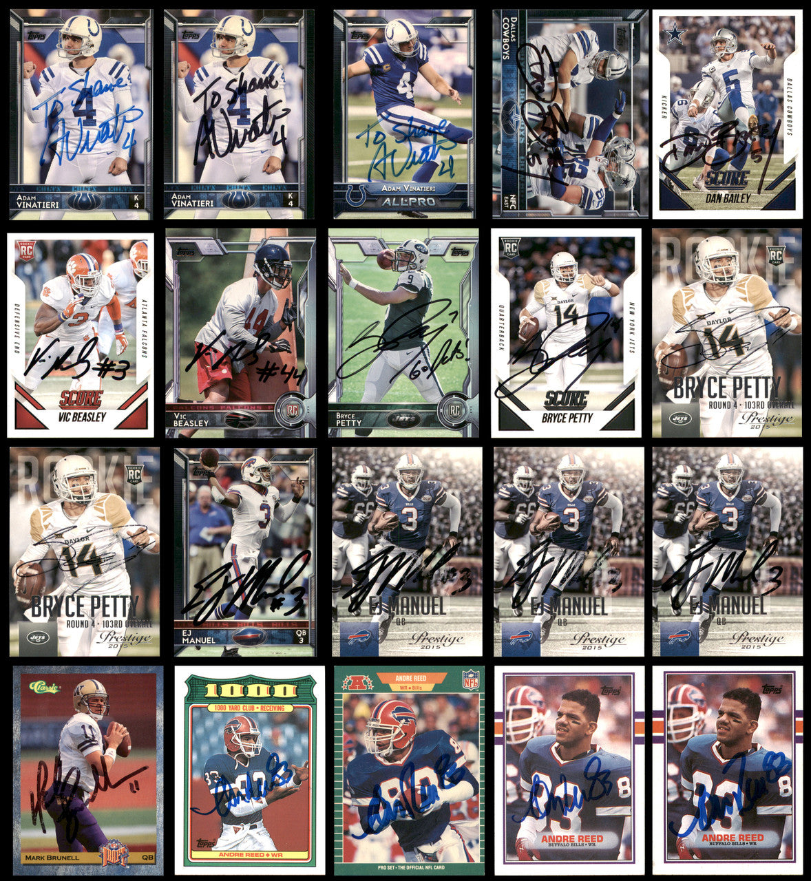 96 Count Lot of Autographed Assorted Football Cards SKU #266498
