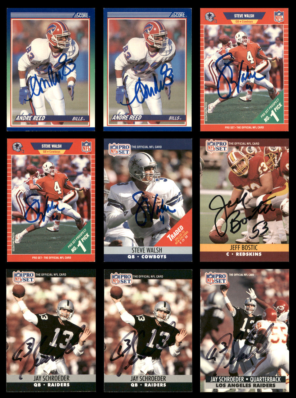 96 Count Lot of Autographed Assorted Football Cards SKU #266498