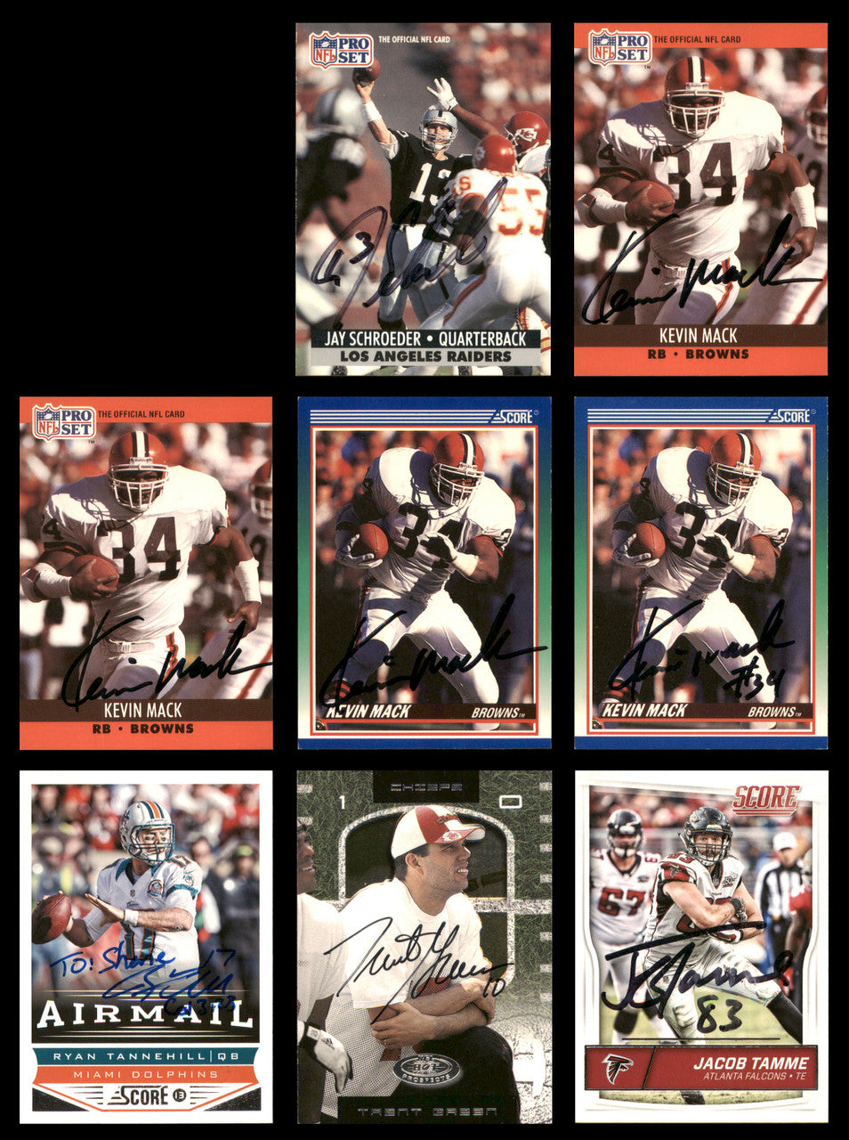 96 Count Lot of Autographed Assorted Football Cards SKU #266498