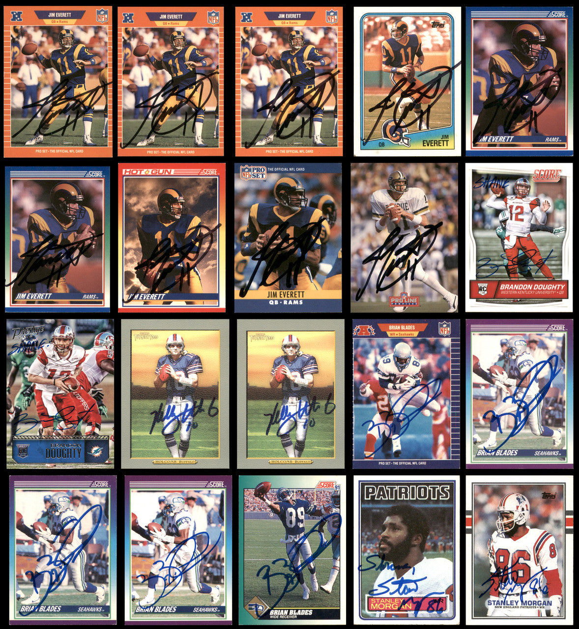 100 Count Lot of Autographed Assorted Football Cards SKU #266500