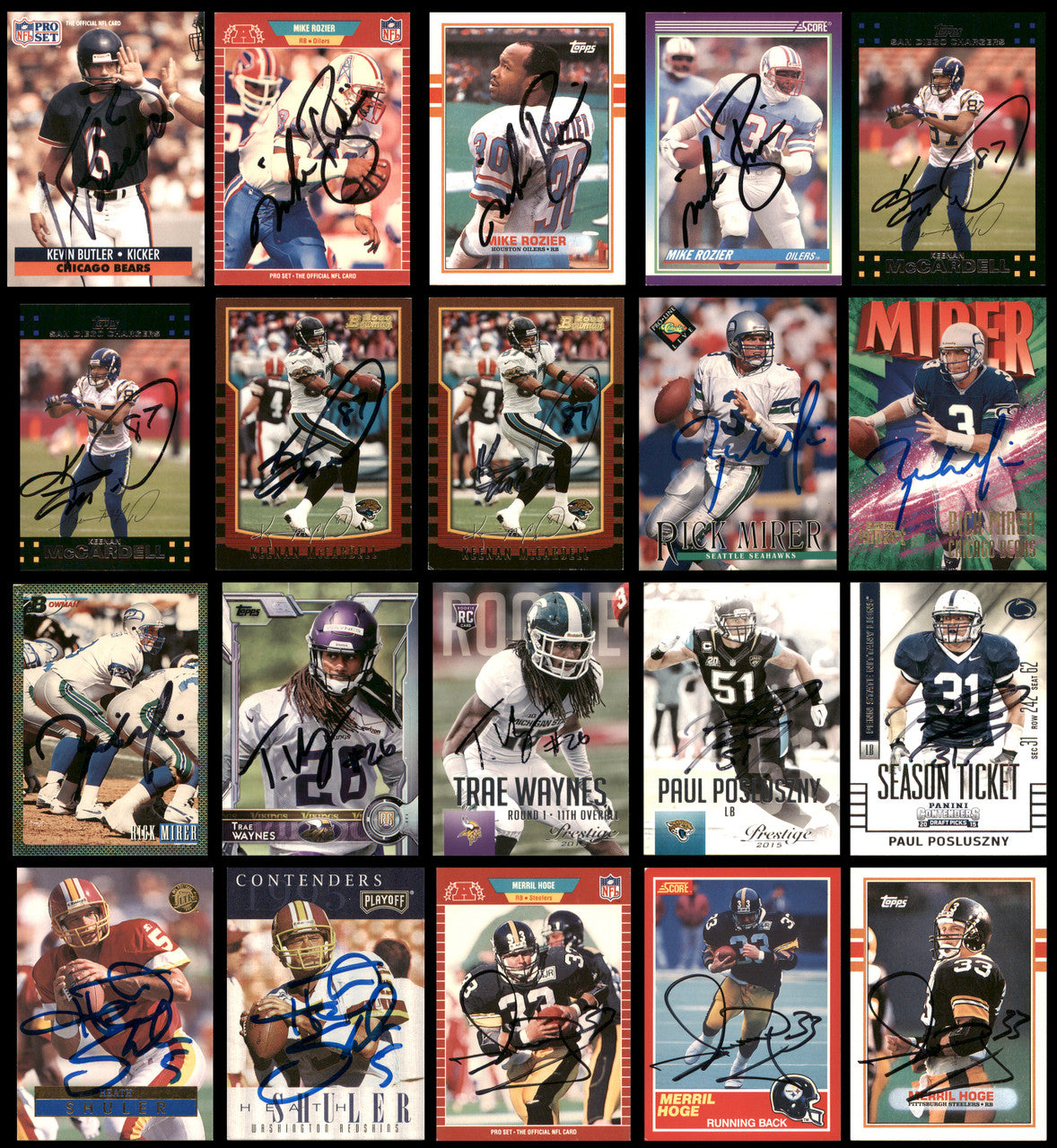 100 Count Lot of Autographed Assorted Football Cards SKU #266500