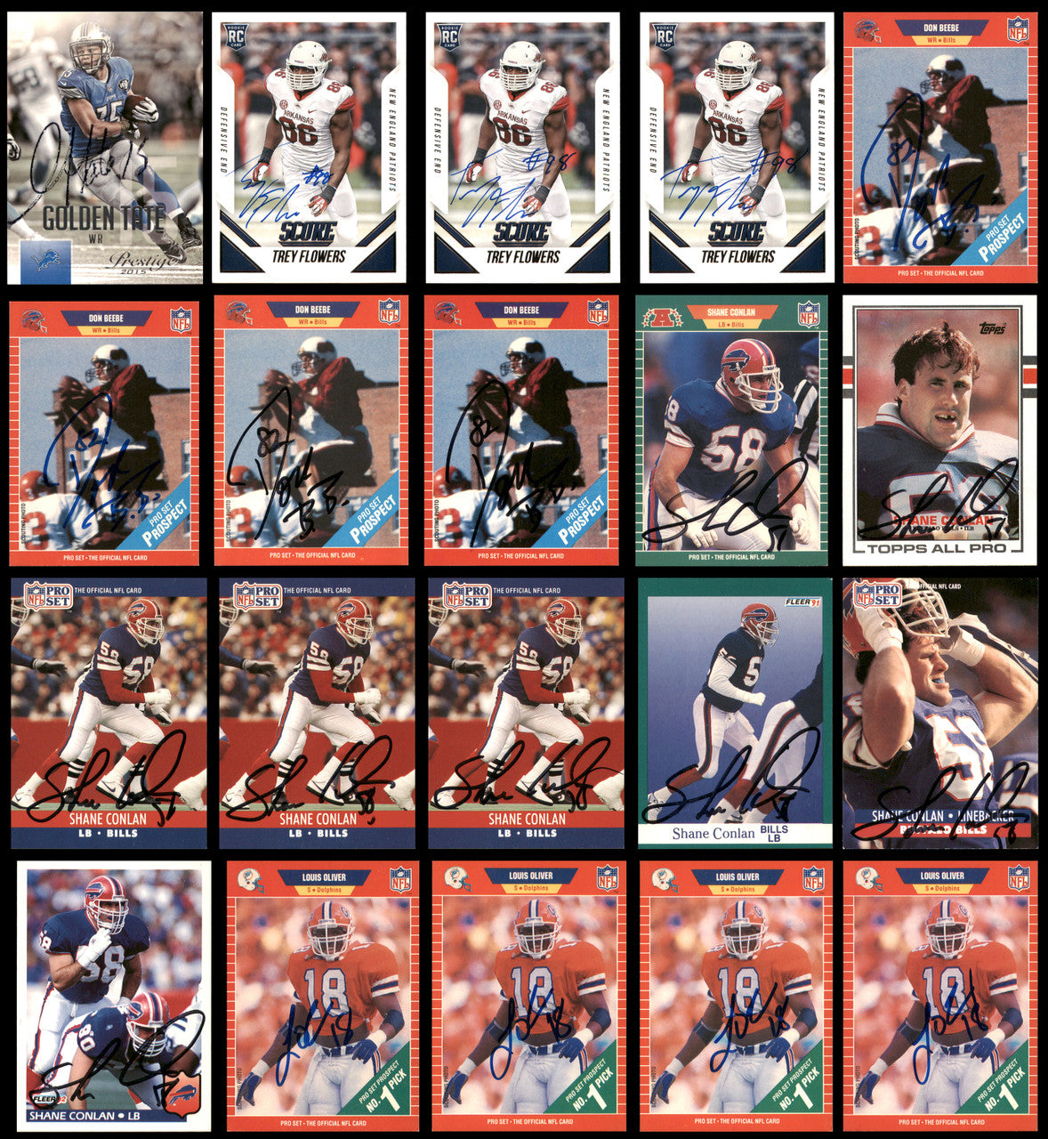 100 Count Lot of Autographed Assorted Football Cards SKU #266501