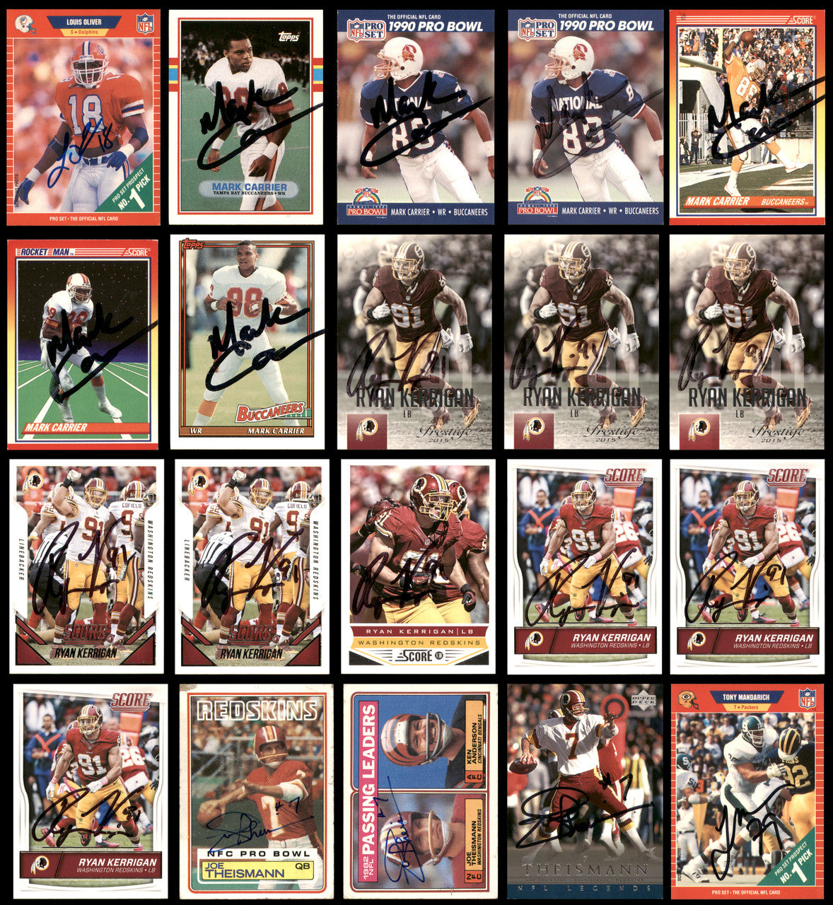 100 Count Lot of Autographed Assorted Football Cards SKU #266501