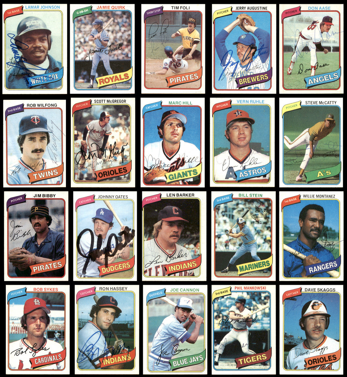 112 Count Lot of Autographed 1980 Topps Baseball Cards (All Different) SKU #266502