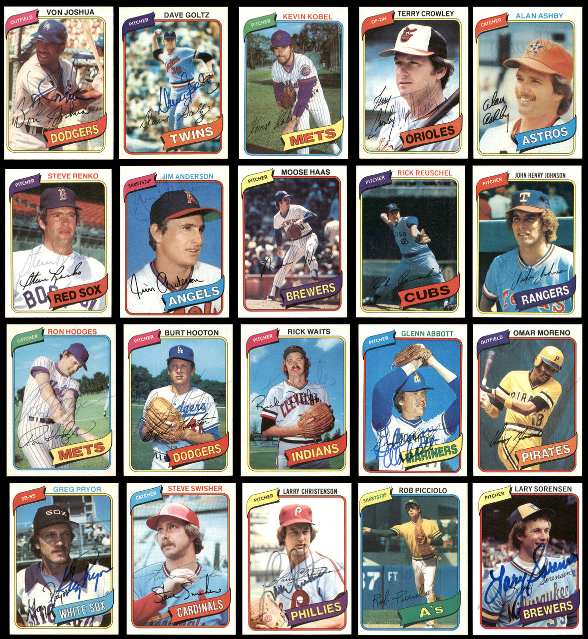112 Count Lot of Autographed 1980 Topps Baseball Cards (All Different) SKU #266502