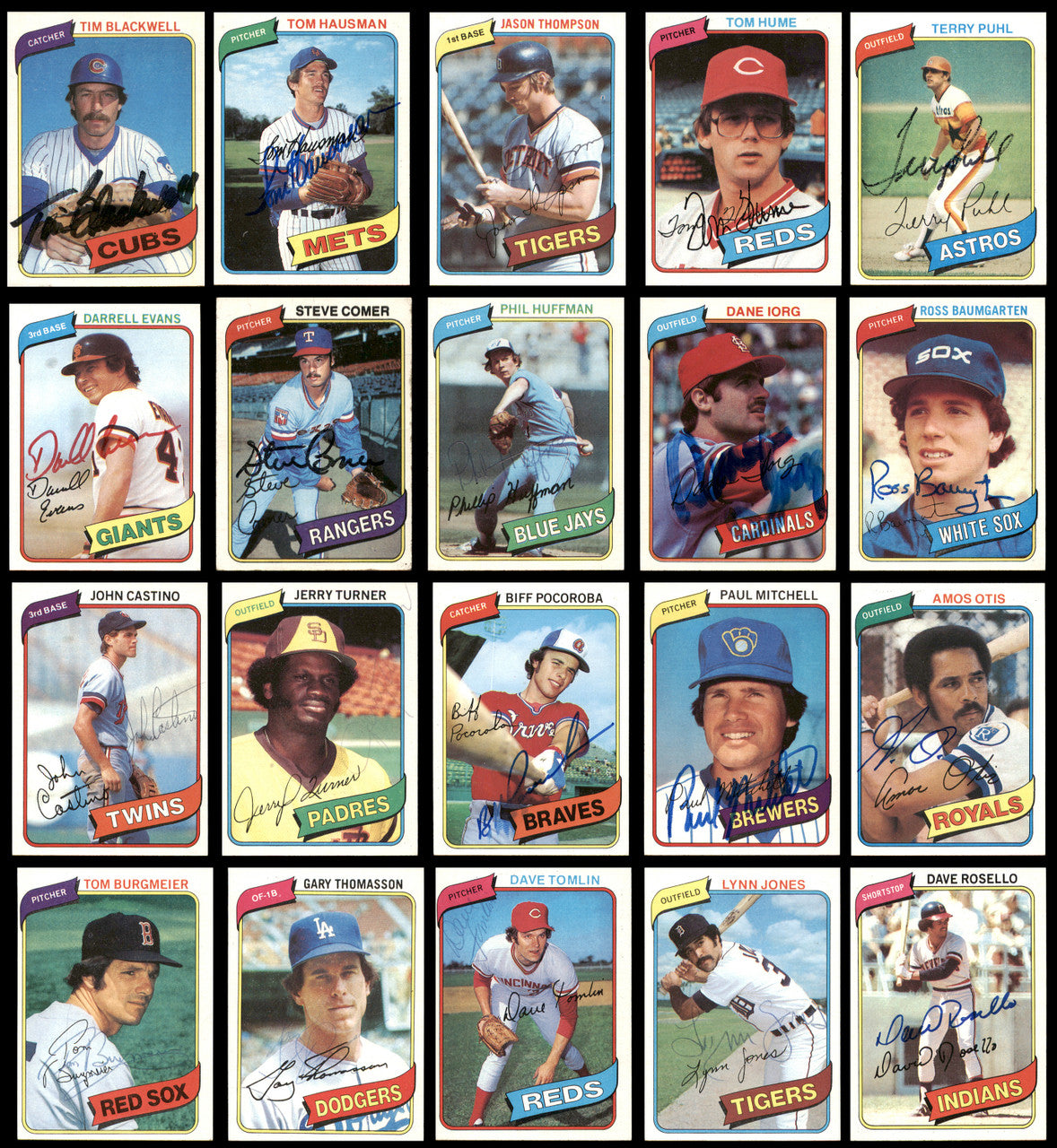 112 Count Lot of Autographed 1980 Topps Baseball Cards (All Different) SKU #266502
