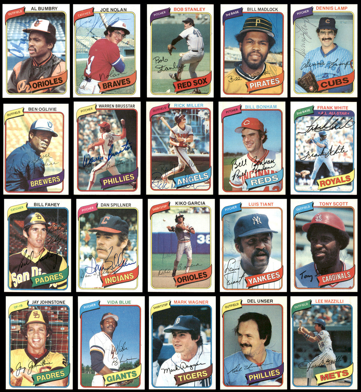 112 Count Lot of Autographed 1980 Topps Baseball Cards (All Different) SKU #266502