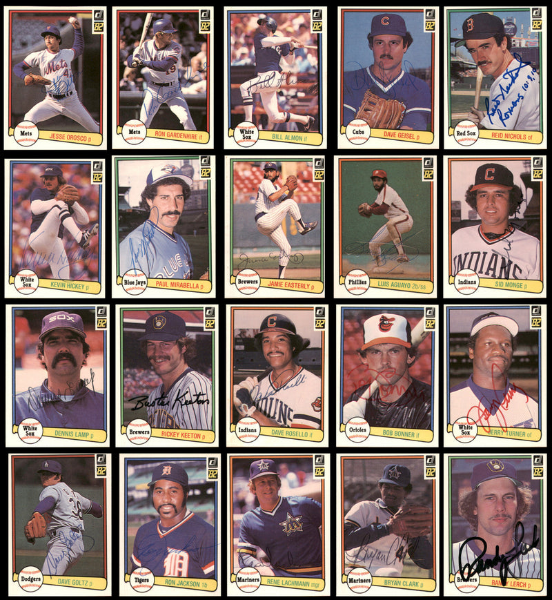 105 Count Lot of Autographed 1982 Donruss Baseball Cards (All Different) SKU #266503