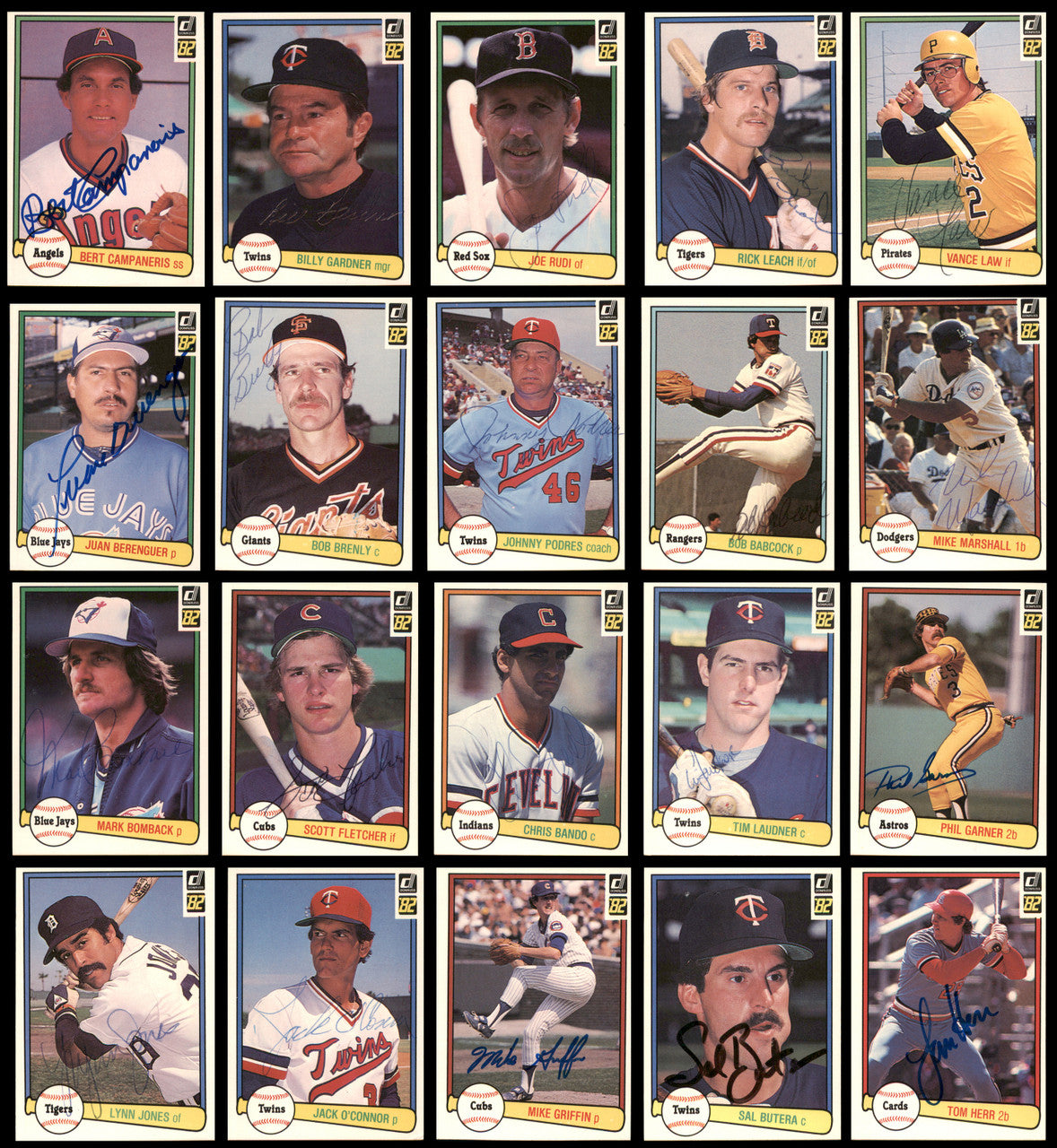 105 Count Lot of Autographed 1982 Donruss Baseball Cards (All Different) SKU #266503