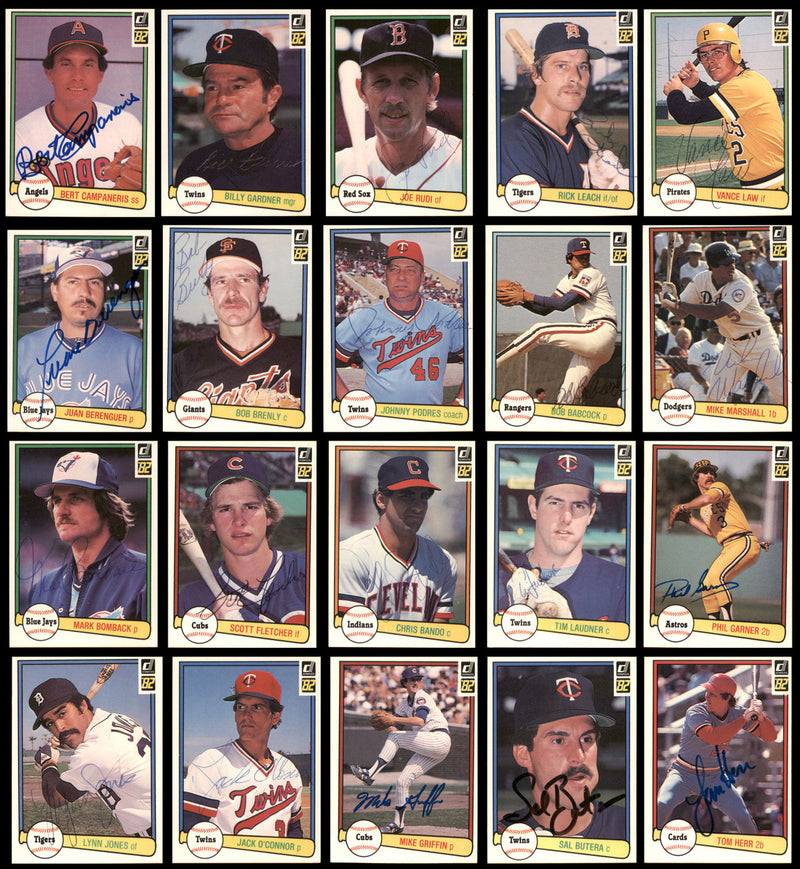 105 Count Lot of Autographed 1982 Donruss Baseball Cards (All Different) SKU #266503