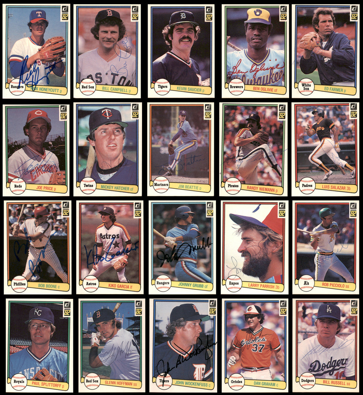 105 Count Lot of Autographed 1982 Donruss Baseball Cards (All Different) SKU #266503