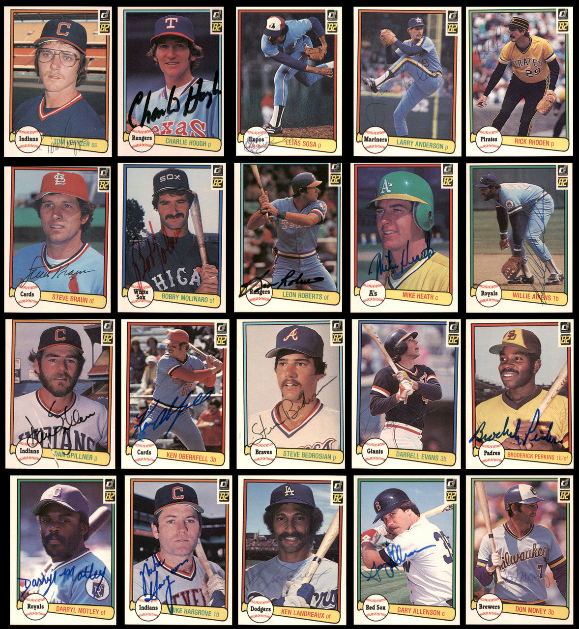 105 Count Lot of Autographed 1982 Donruss Baseball Cards (All Different) SKU #266503