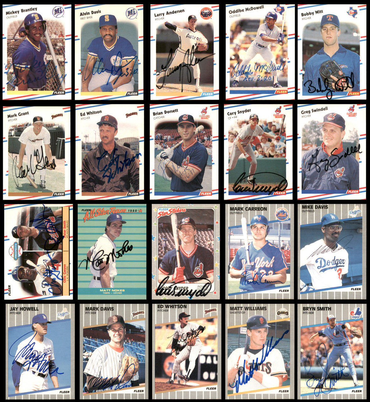 107 Count Lot of Autographed 1982-1991 Fleer Baseball Cards SKU #266514