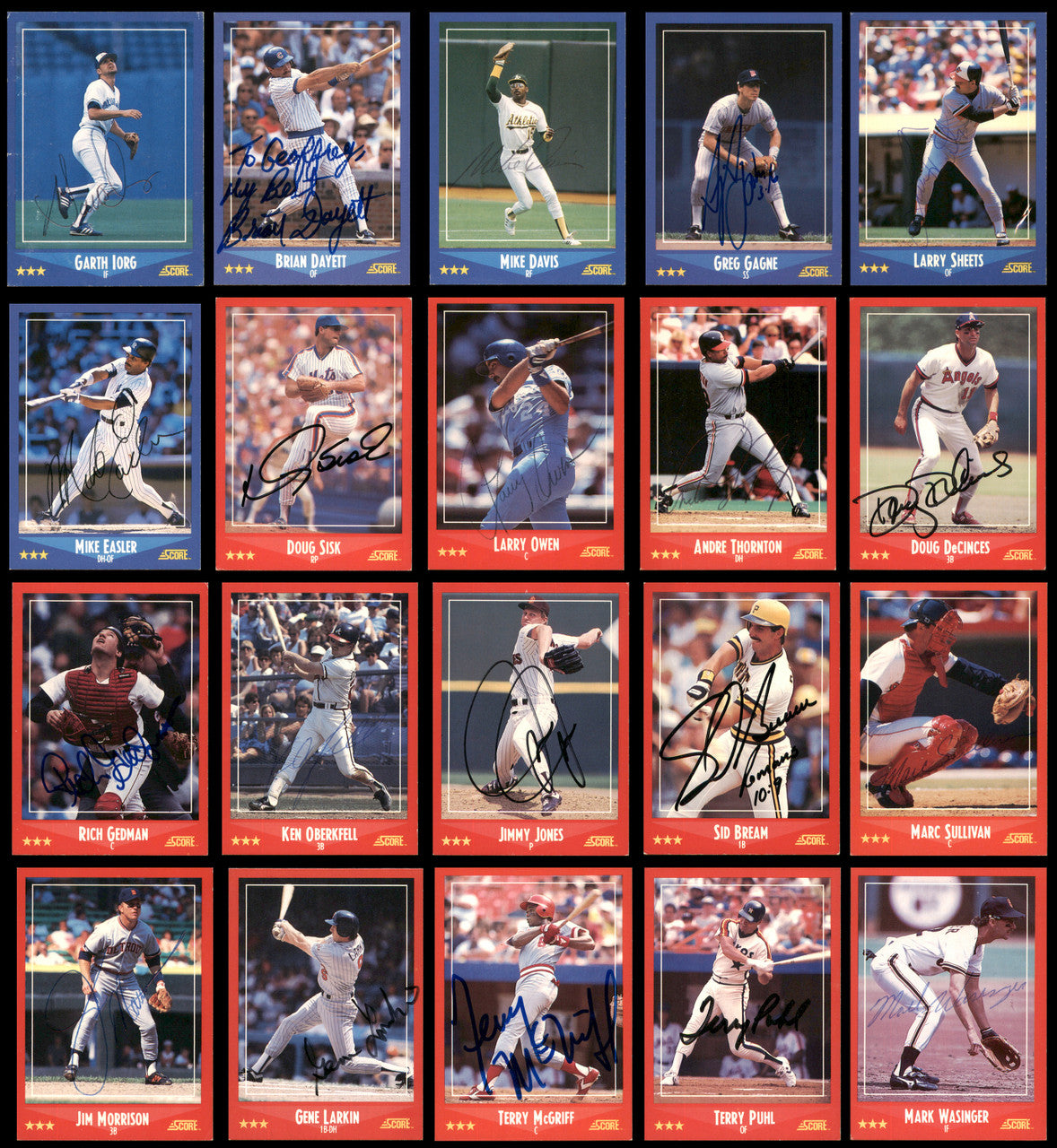 148 Count Lot of Autographed 1988 Score Baseball Cards (All Different) SKU #266532