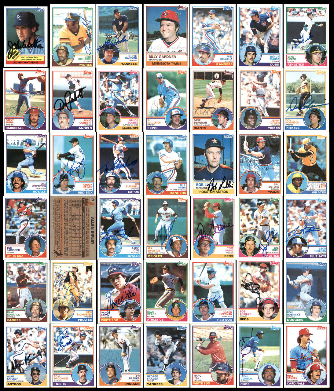 301 Count Lot of Autographed 1983 Topps Baseball Cards (All Different) SKU #266533