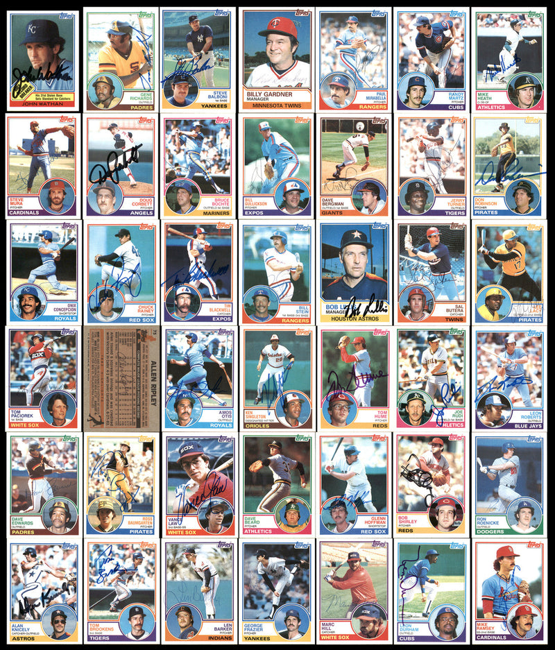 301 Count Lot of Autographed 1983 Topps Baseball Cards (All Different) SKU #266533