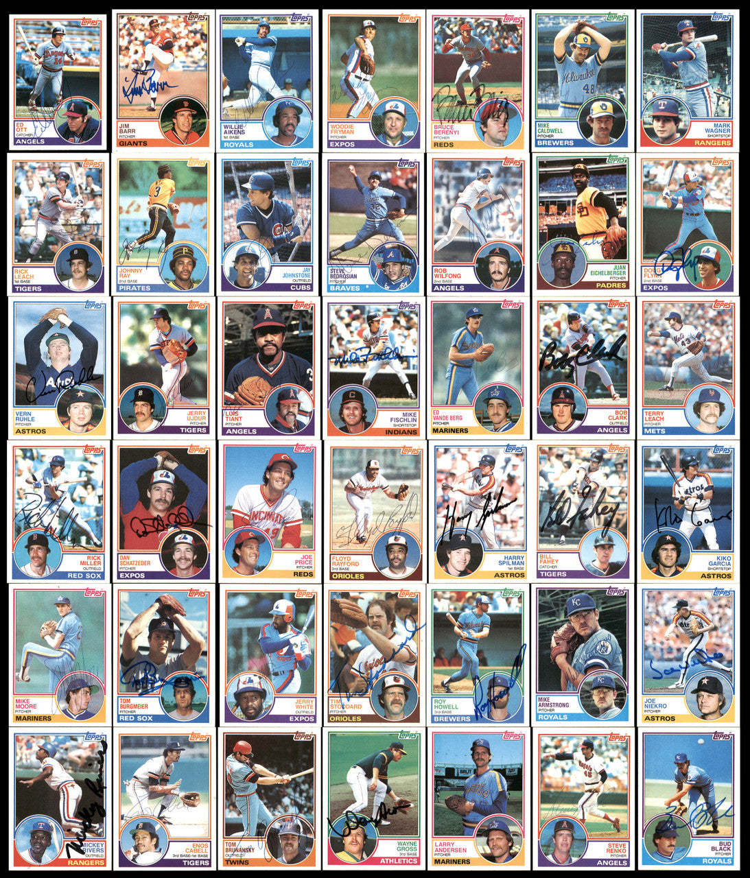 301 Count Lot of Autographed 1983 Topps Baseball Cards (All Different) SKU #266533
