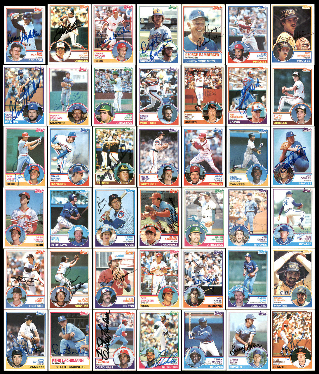 301 Count Lot of Autographed 1983 Topps Baseball Cards (All Different) SKU #266533