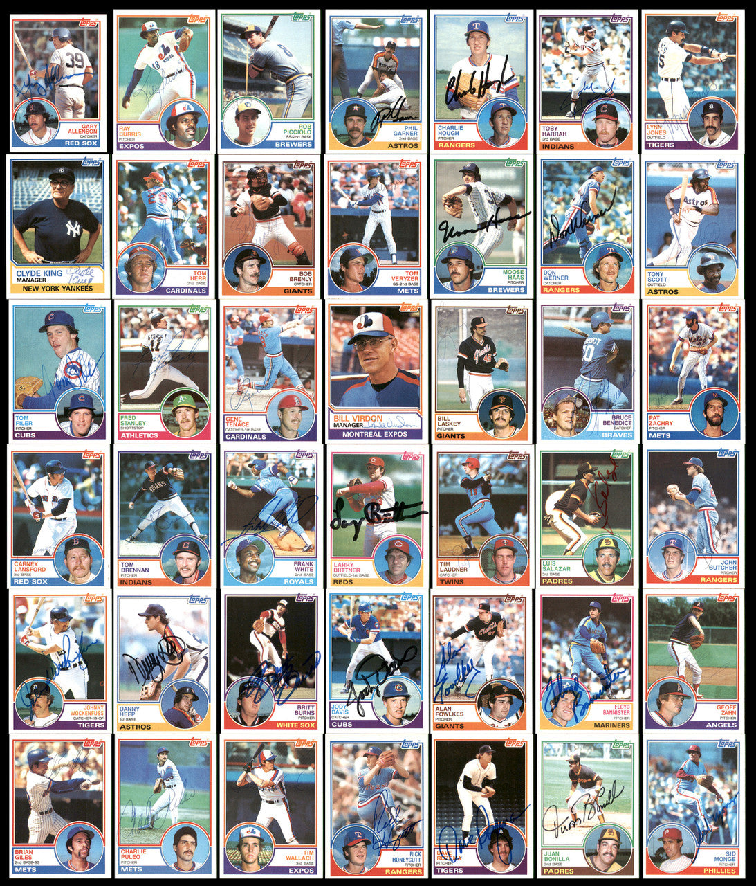 301 Count Lot of Autographed 1983 Topps Baseball Cards (All Different) SKU #266533