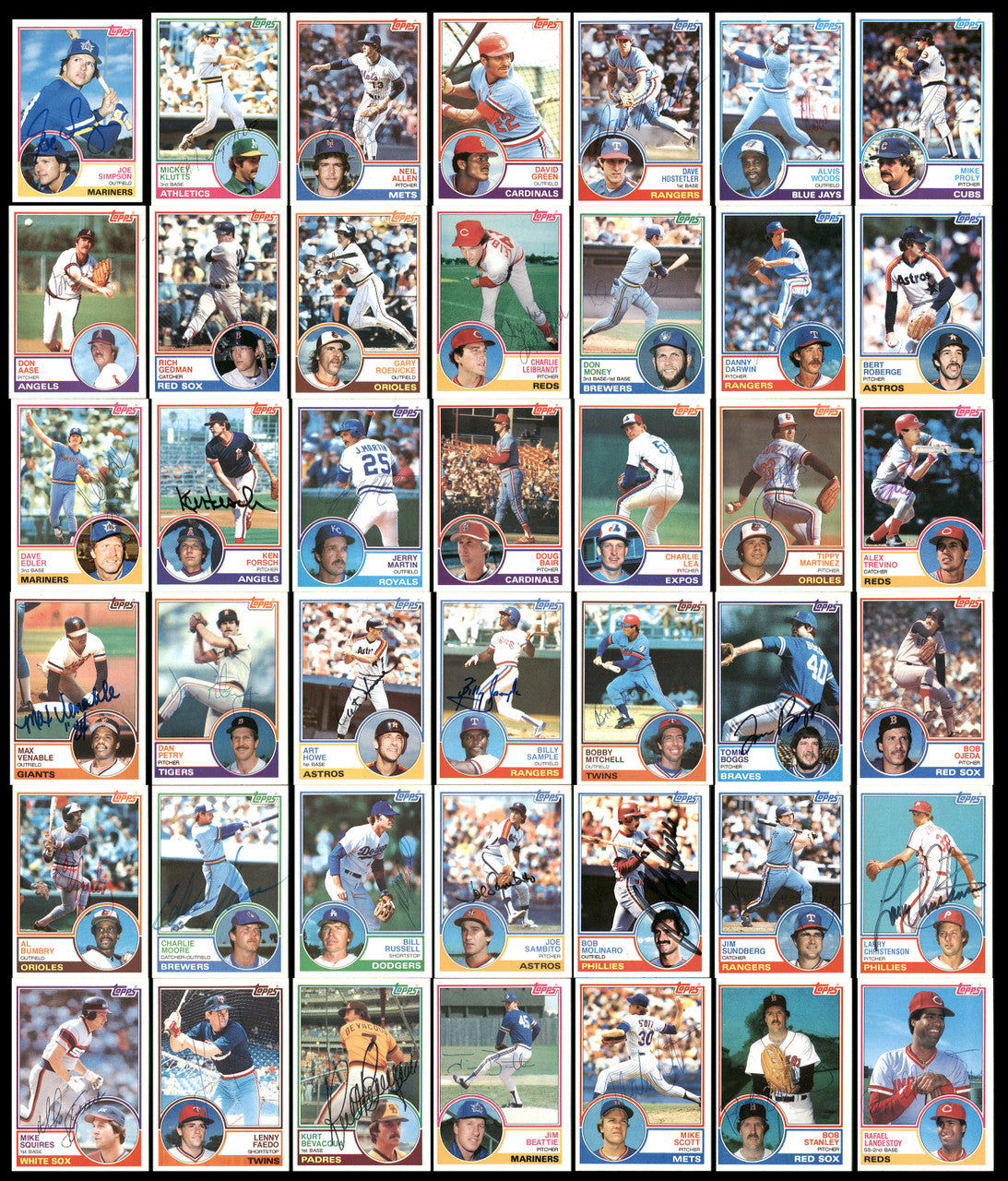 301 Count Lot of Autographed 1983 Topps Baseball Cards (All Different) SKU #266533