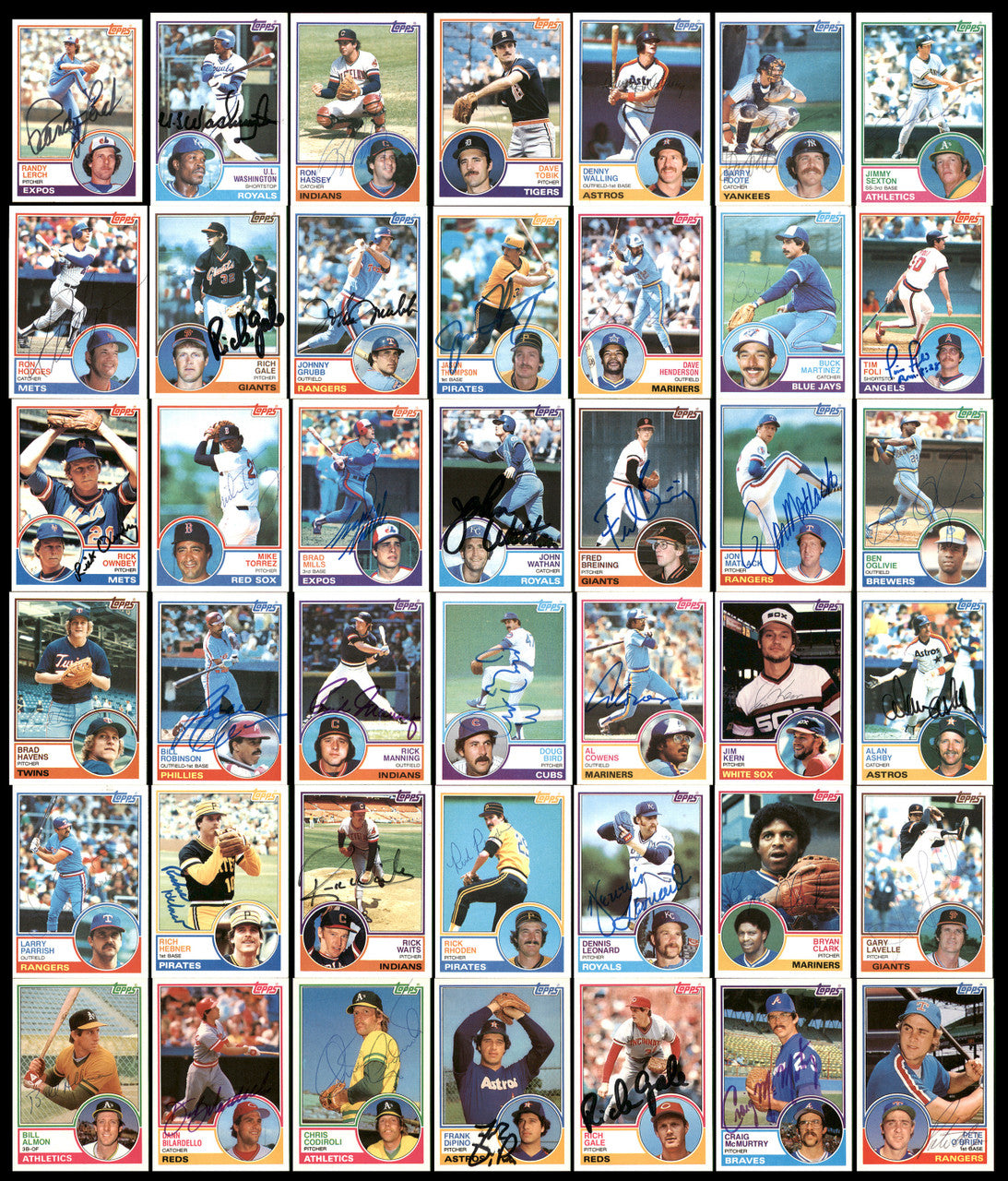 301 Count Lot of Autographed 1983 Topps Baseball Cards (All Different) SKU #266533