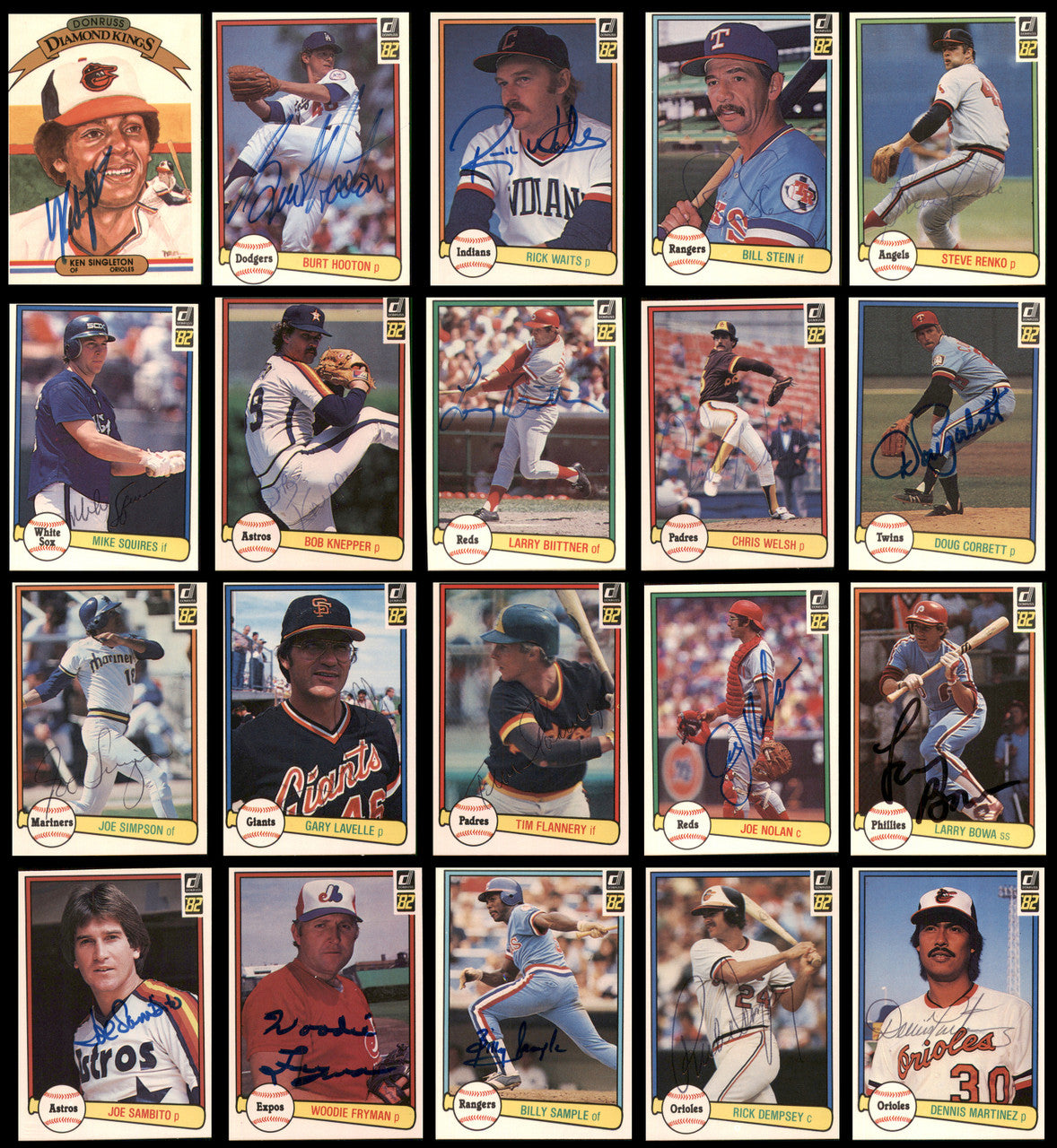 159 Count Lot of Autographed 1982 Donruss Baseball Cards (All Different) SKU #266534
