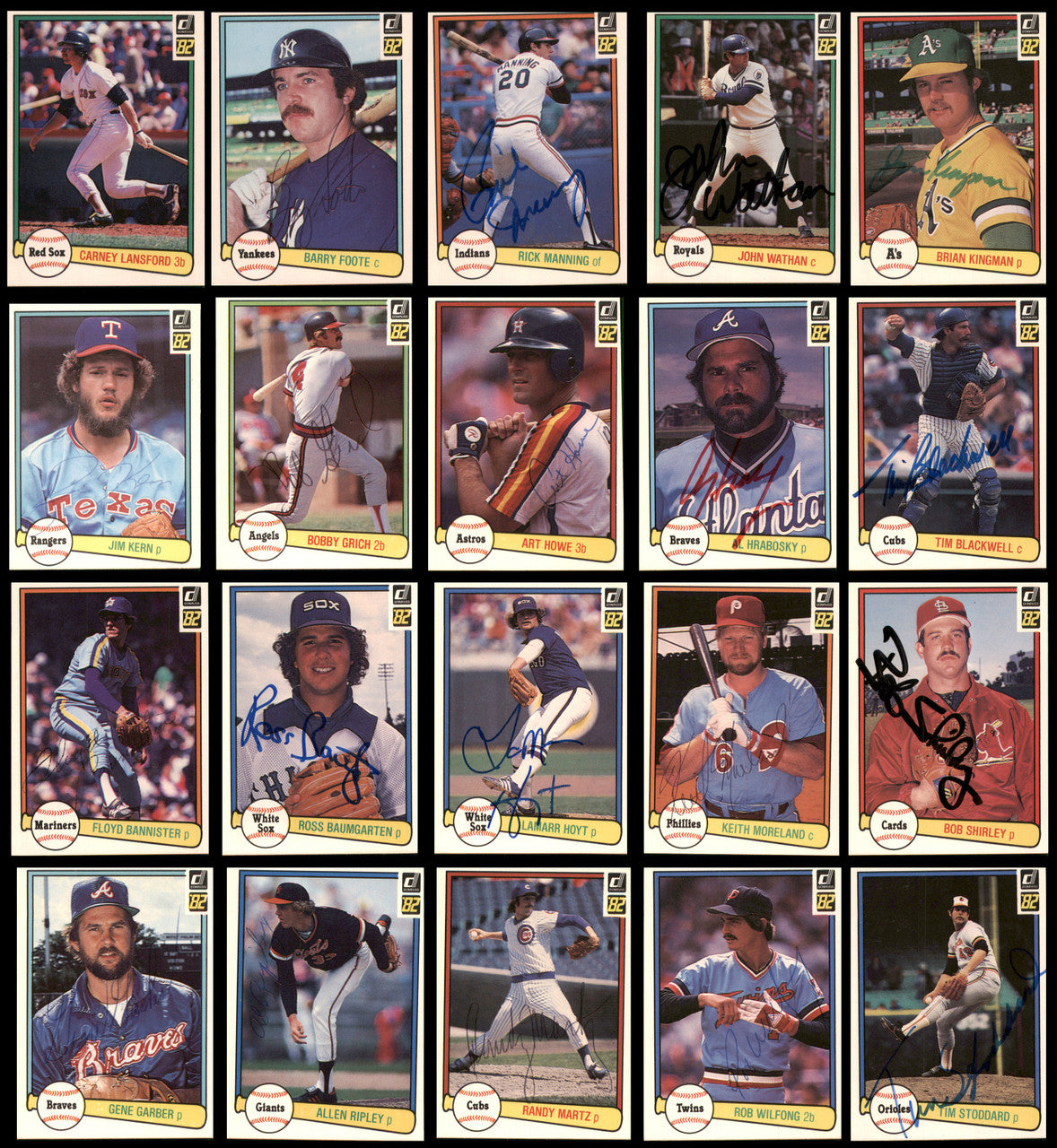 159 Count Lot of Autographed 1982 Donruss Baseball Cards (All Different) SKU #266534