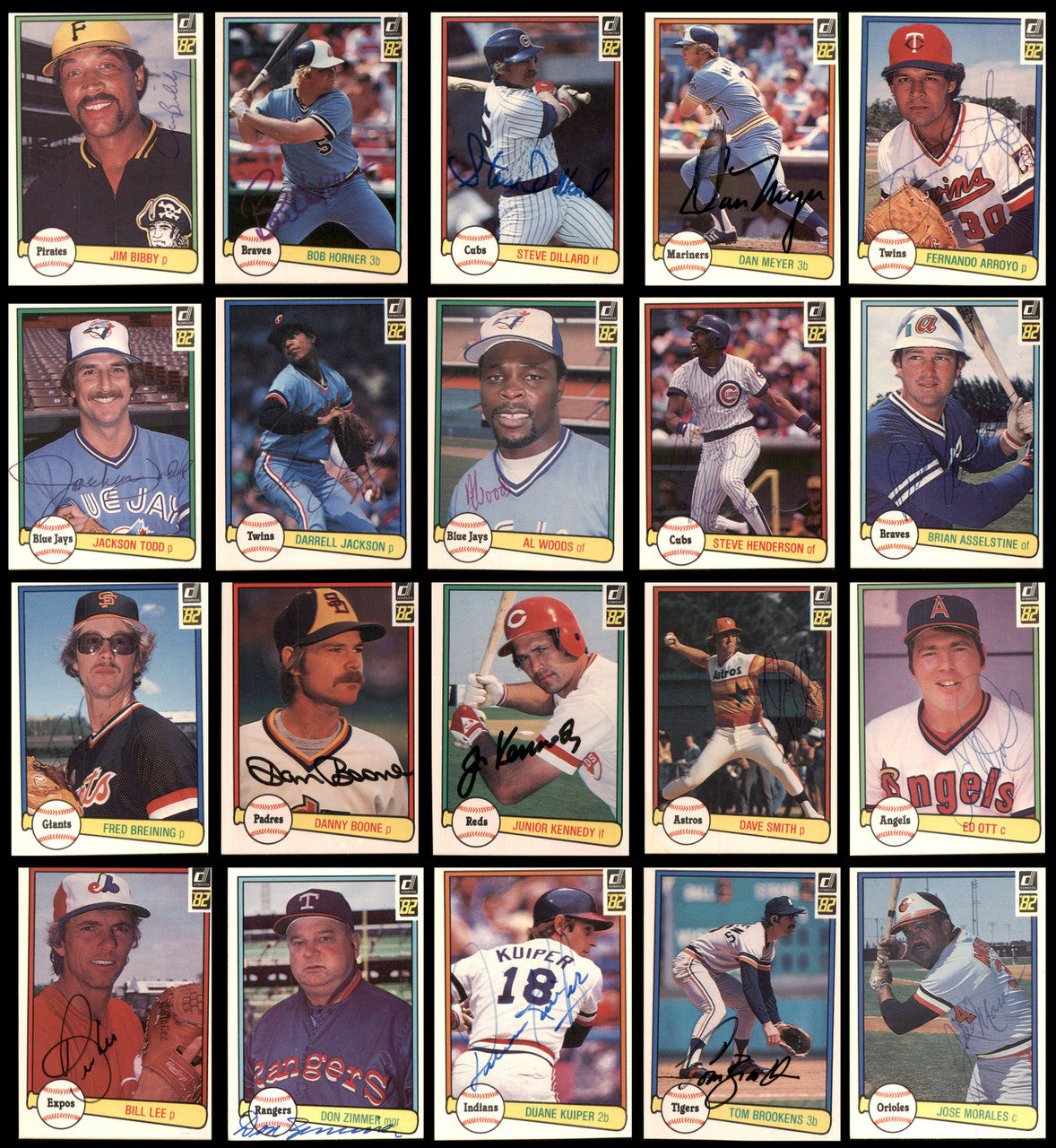 159 Count Lot of Autographed 1982 Donruss Baseball Cards (All Different) SKU #266534