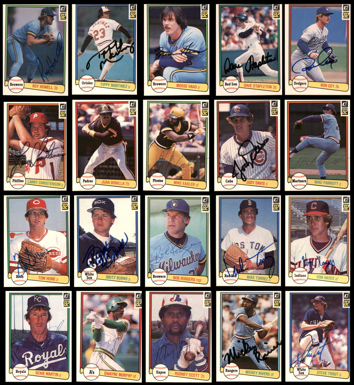 159 Count Lot of Autographed 1982 Donruss Baseball Cards (All Different) SKU #266534