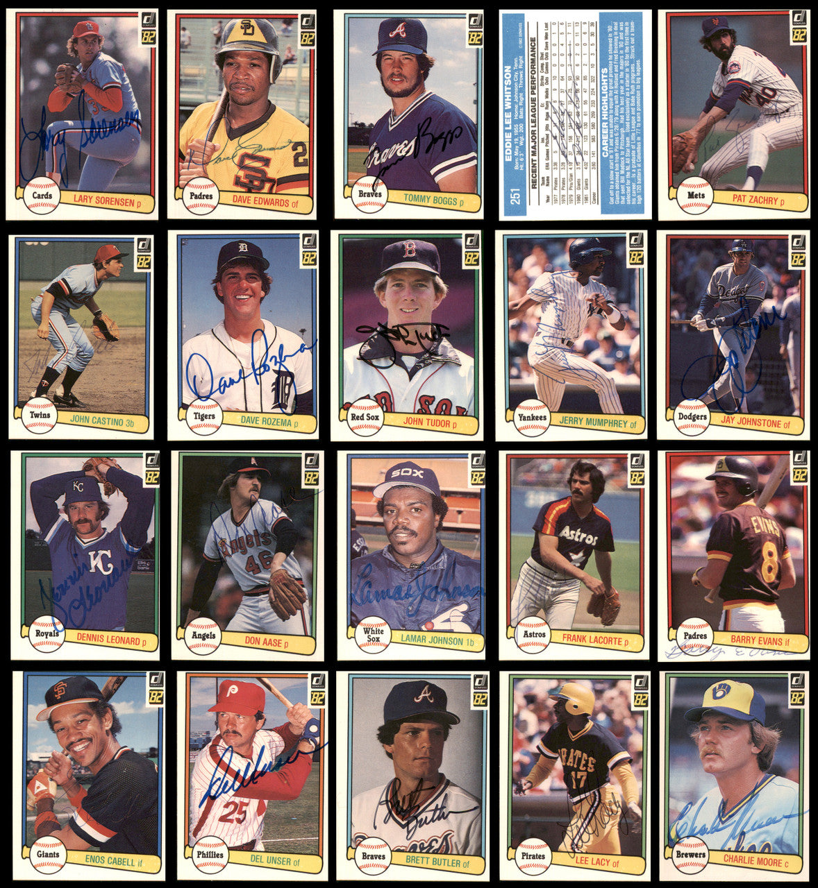159 Count Lot of Autographed 1982 Donruss Baseball Cards (All Different) SKU #266534