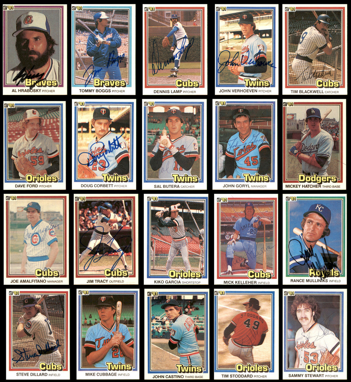 158 Count Lot of Autographed 1981 Donruss Baseball Cards (All Different) SKU #266538