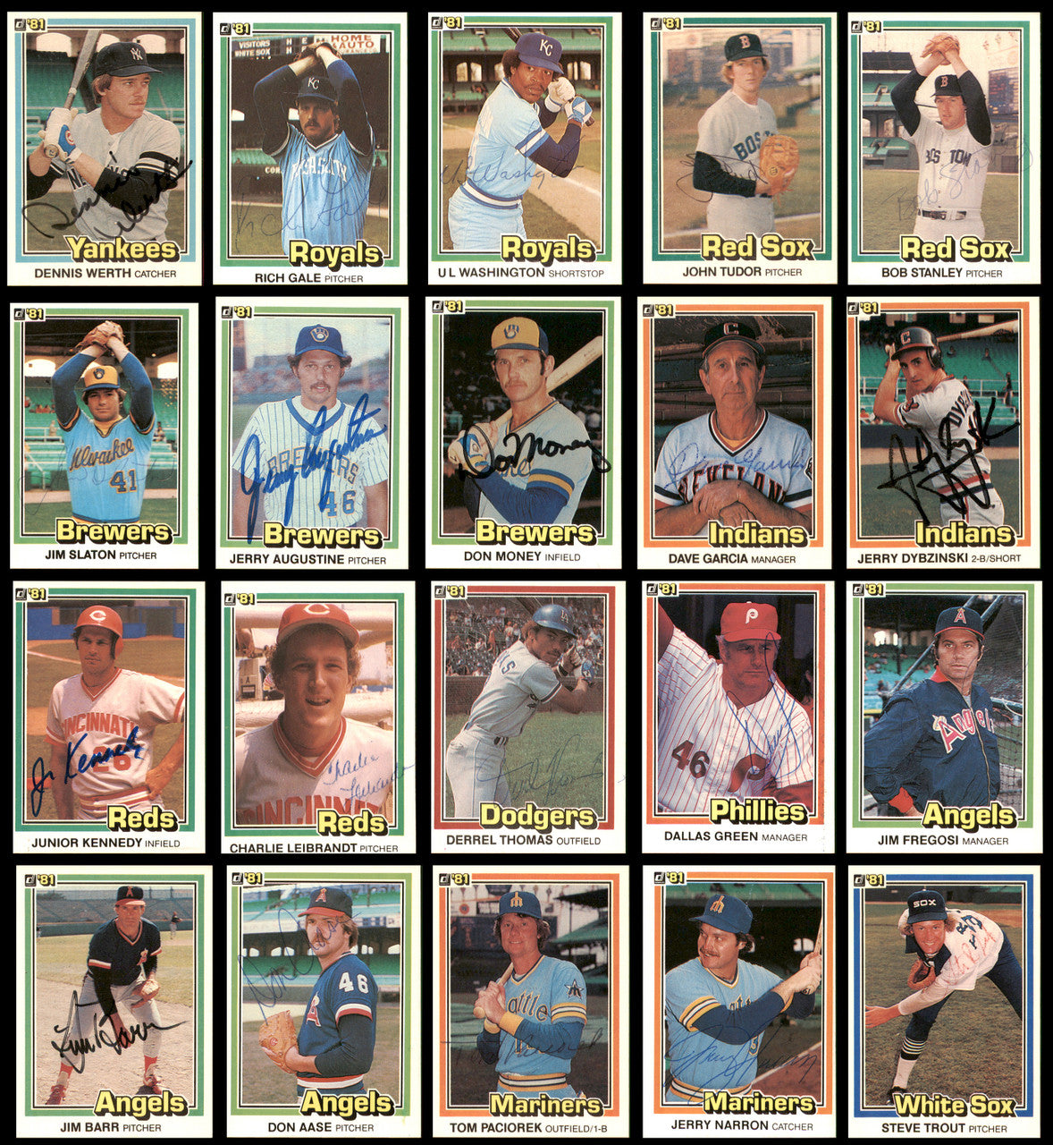 158 Count Lot of Autographed 1981 Donruss Baseball Cards (All Different) SKU #266538