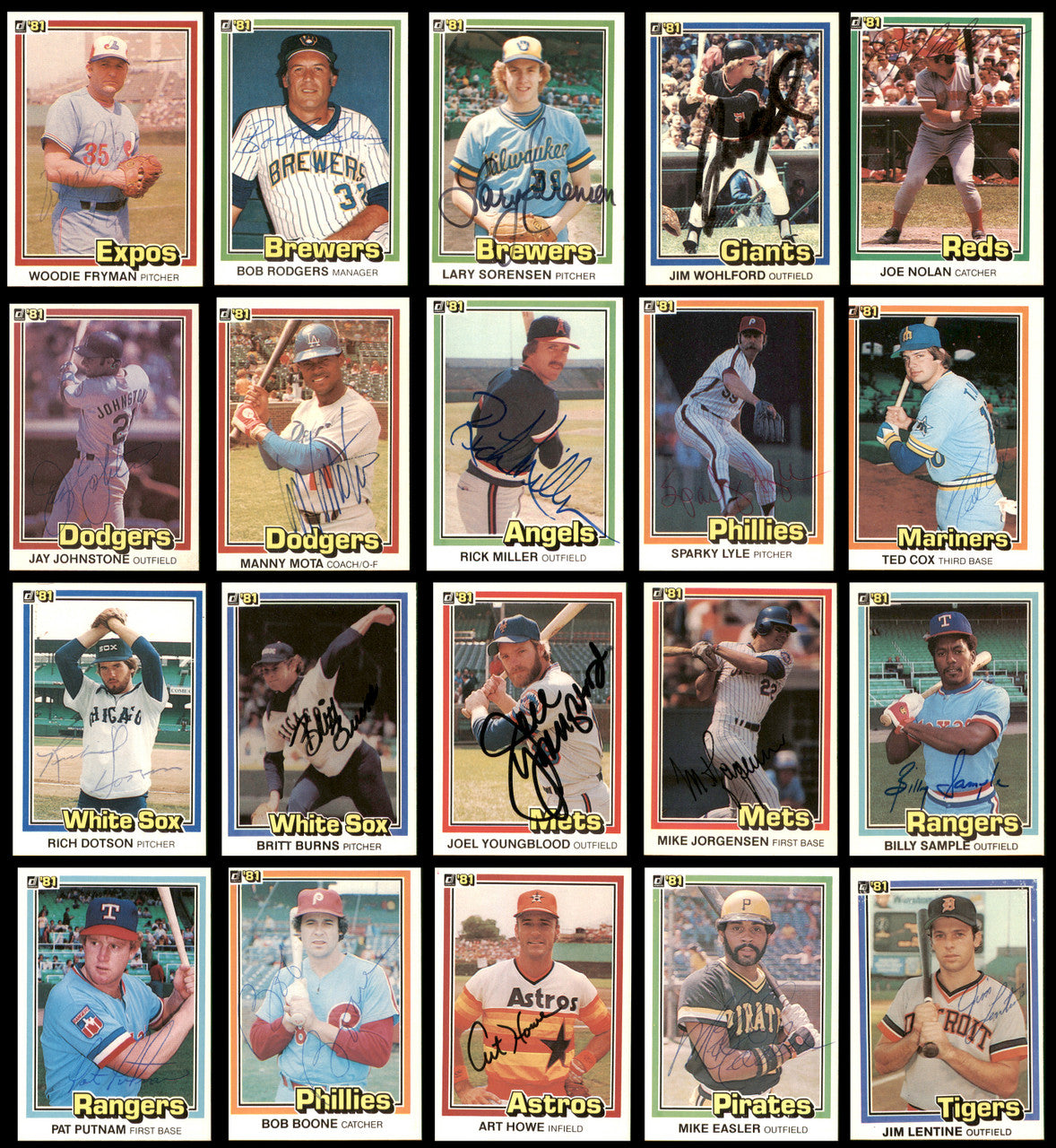 158 Count Lot of Autographed 1981 Donruss Baseball Cards (All Different) SKU #266538