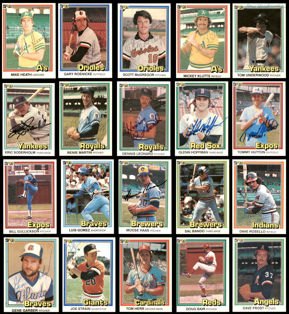 158 Count Lot of Autographed 1981 Donruss Baseball Cards (All Different) SKU #266538