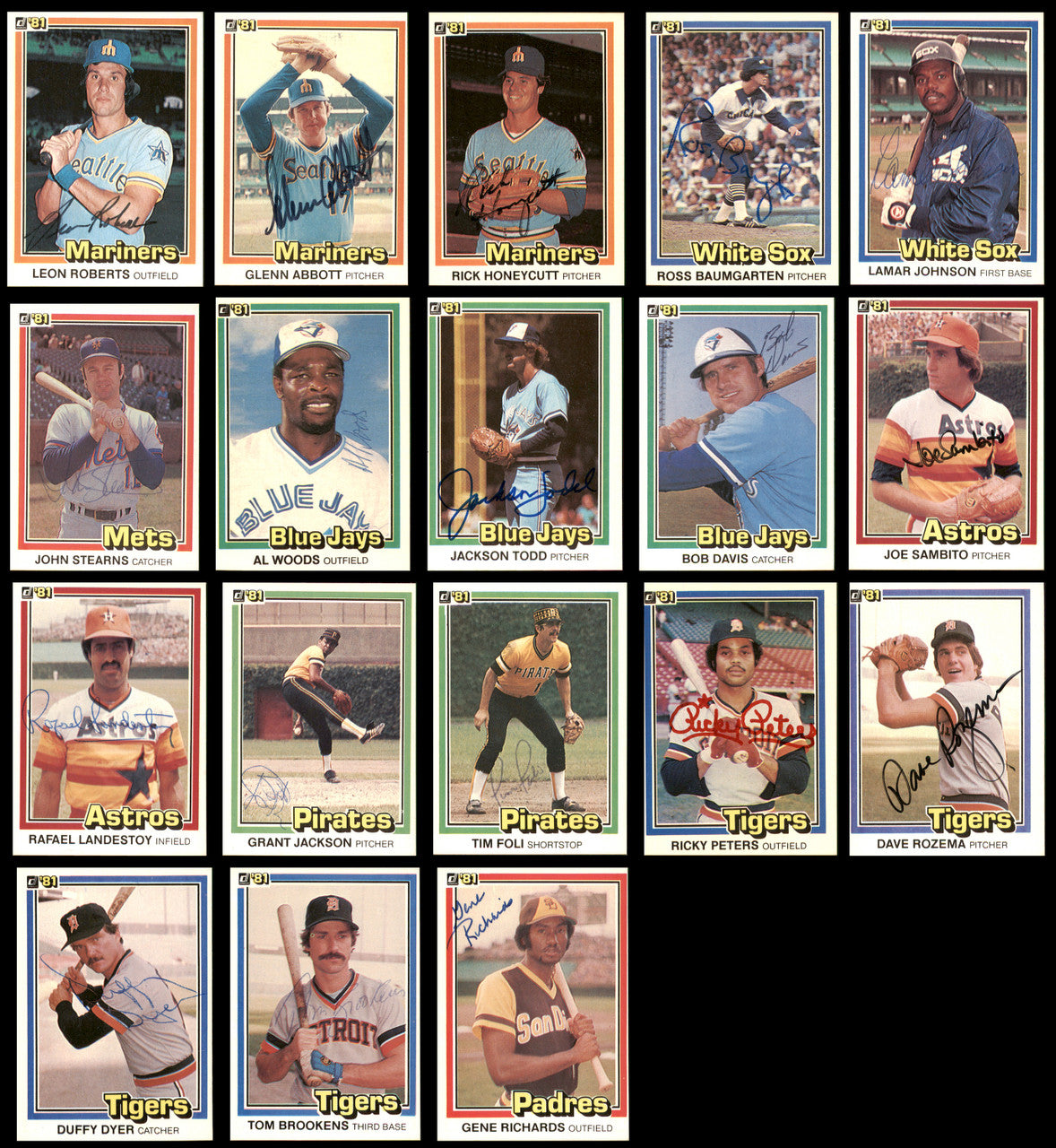 158 Count Lot of Autographed 1981 Donruss Baseball Cards (All Different) SKU #266538
