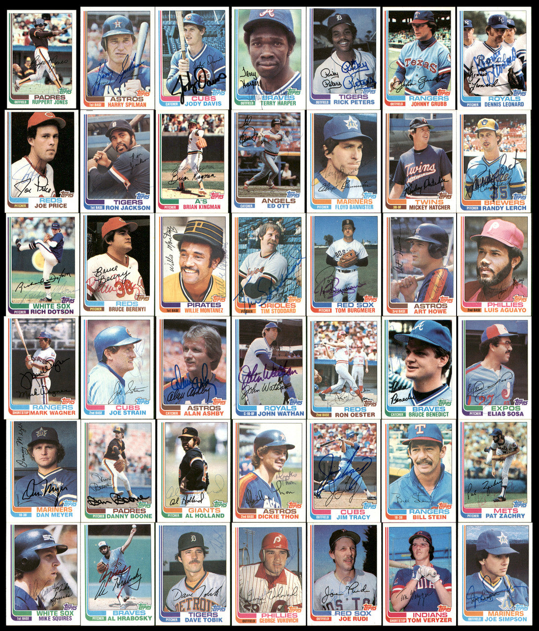 250 Count Lot of Autographed 1982 Topps Baseball Cards (All Different) SKU #266540
