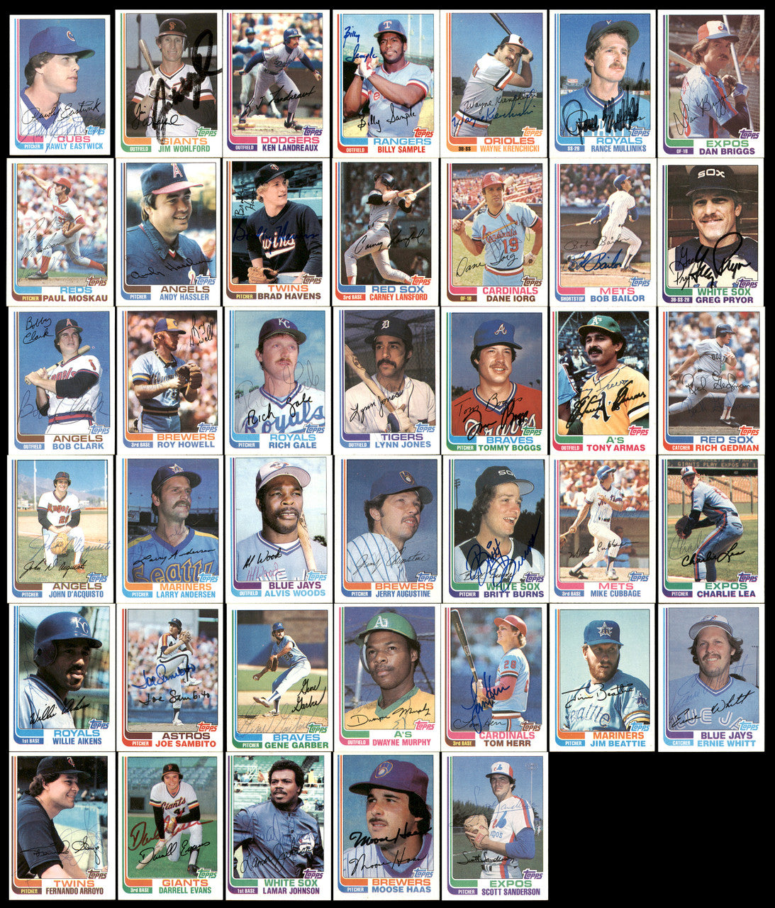250 Count Lot of Autographed 1982 Topps Baseball Cards (All Different) SKU #266540